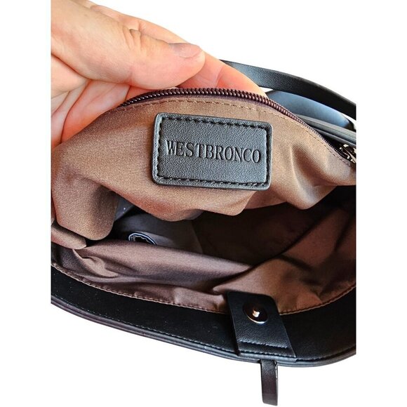 Westbronco Black Faux Leather Bucket Bag With Adjustable Strap & Metallic Accent - Picture 12 of 14